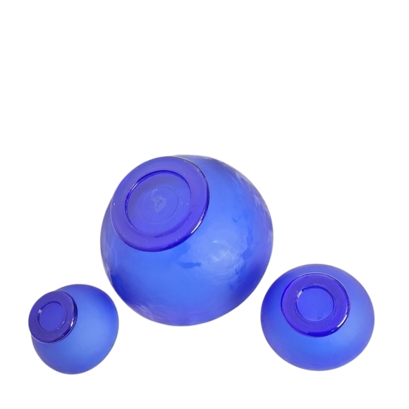 Villeroy & Boch Cobalt Blue Glass Mixing Serving Bowl Vintage Gallo Design Set - Picture 2 of 4